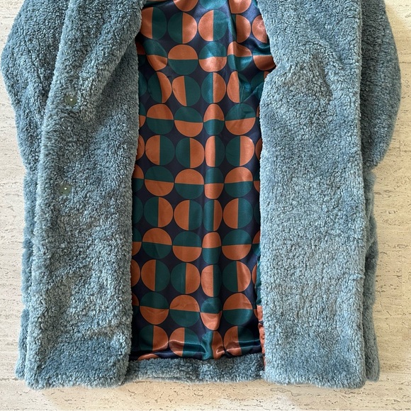 Anthropologie Maeve Lisanne Oversized Faux Fur Coat, Sky Blue - Picture 8 of 15